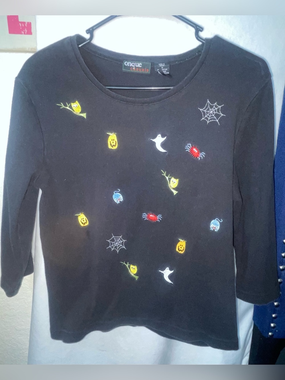 Onque Casuals Black Long Sleeve Kids' Halloween Embroidered Tee